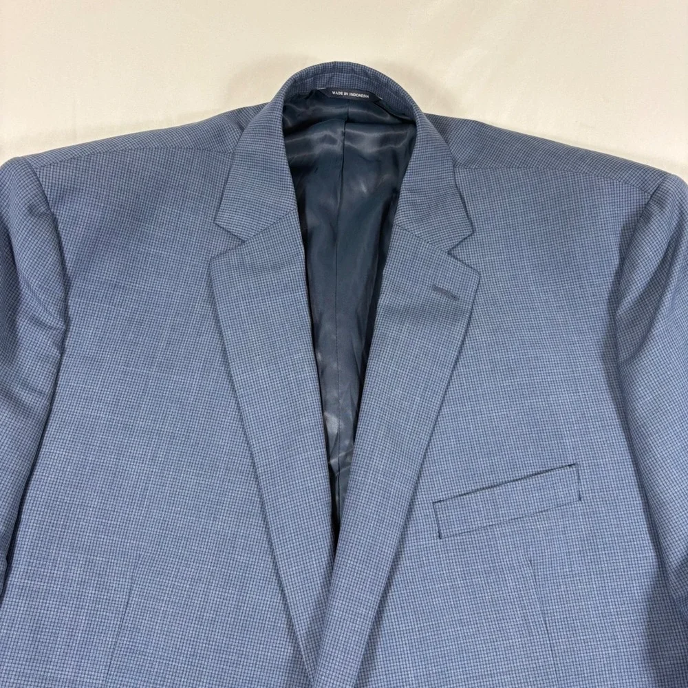 Ralph Lauren Men 48L Blue Wool Blend Check Blazer Sport Coat Jacket Professional